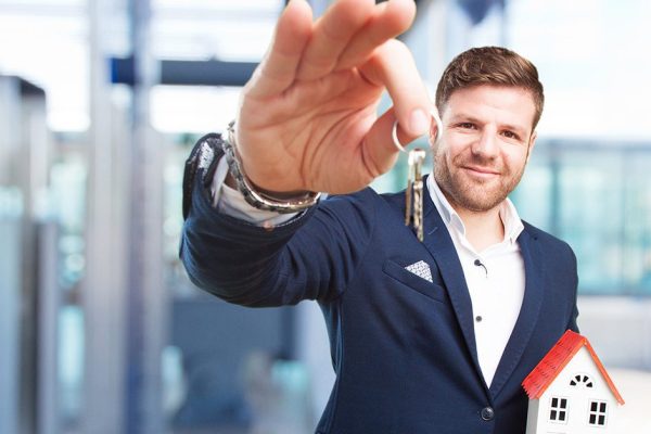 young businessman happy expression