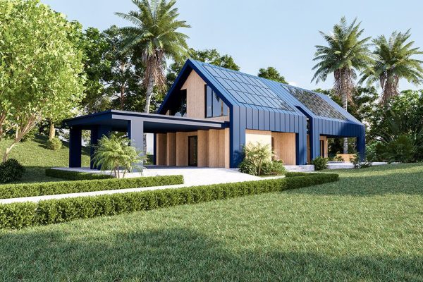 Solar panels on the roof of the modern house,Harvesting renewabl